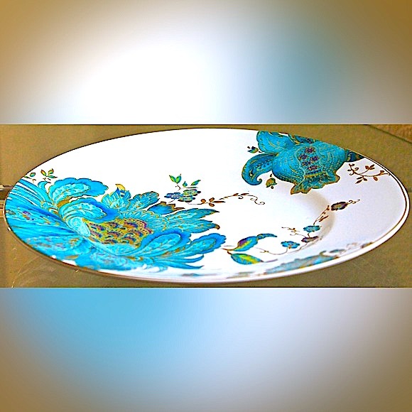 222 FIFTH ELIZA TEAL SALAD PLATE NEW PORCELAIN 8 3/4TH INCH FLORAL - Picture 2 of 5